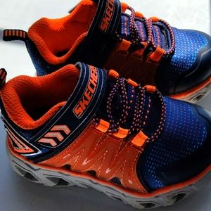 Skechers Light-up,Size 5 (Toddler),Blue and orange
